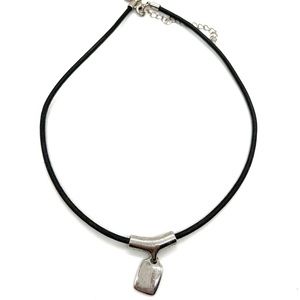 Lia Sophia Leather choker wi/ Geometric Pendant